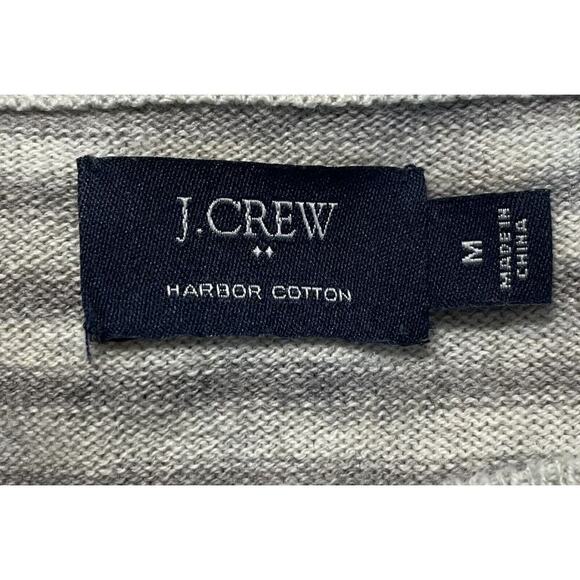 J.Crew Sweater Mens M Knit Crewneck Merino Wool Blend Beige Striped Slim Fit - Picture 3 of 5